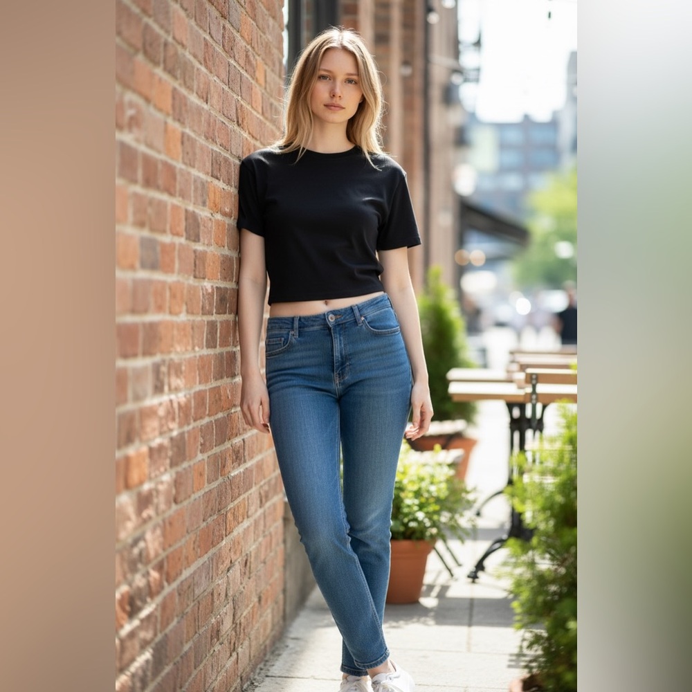 SHEIN Black Short Sleeve Cropped Tee